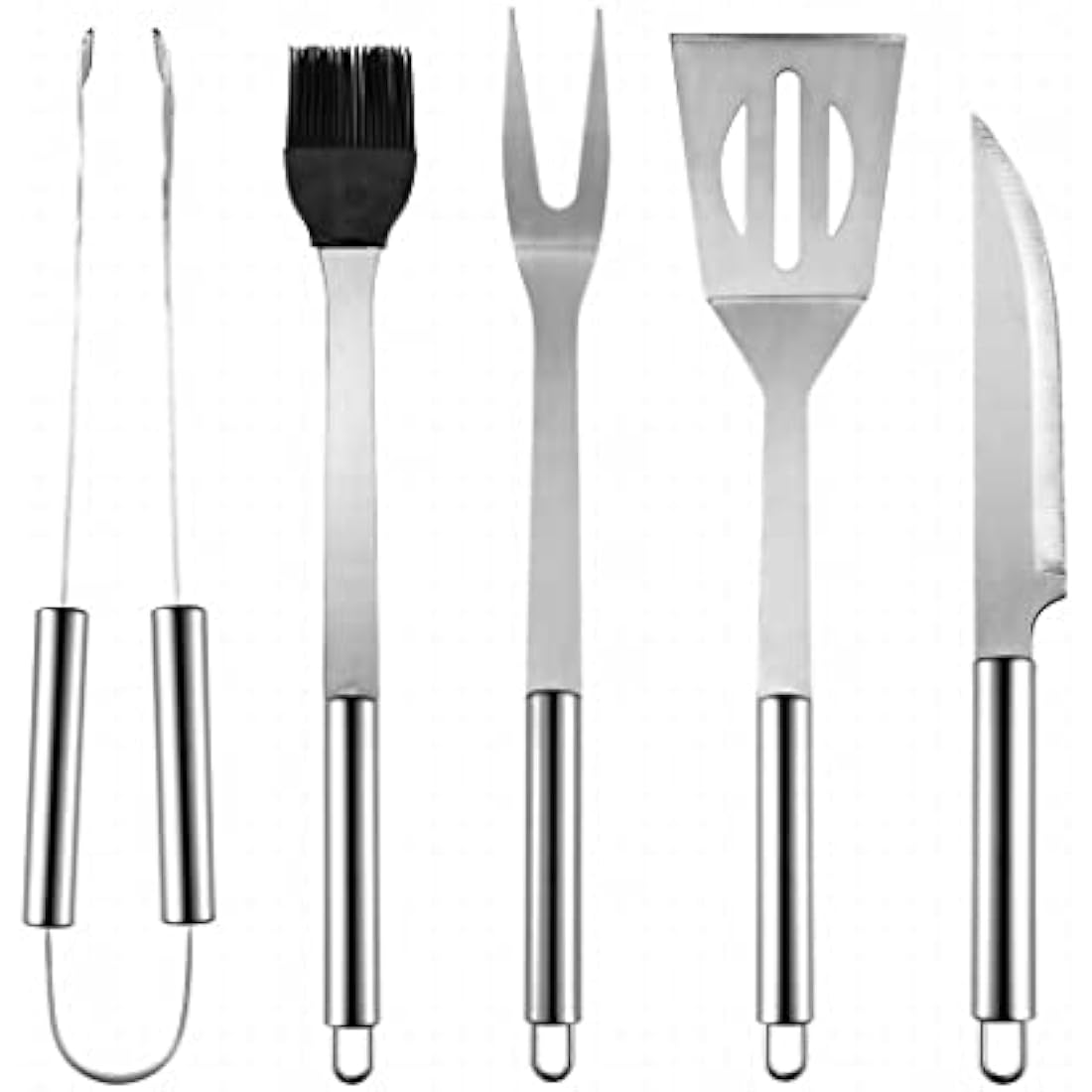 QMQ 5-Piece Stainless Steel BBQ Tool Set with Carrying Case