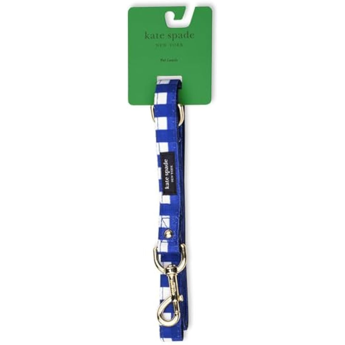 Kate Spade New York Dog Leash – Navy Gingham Lead with Gold Hardware