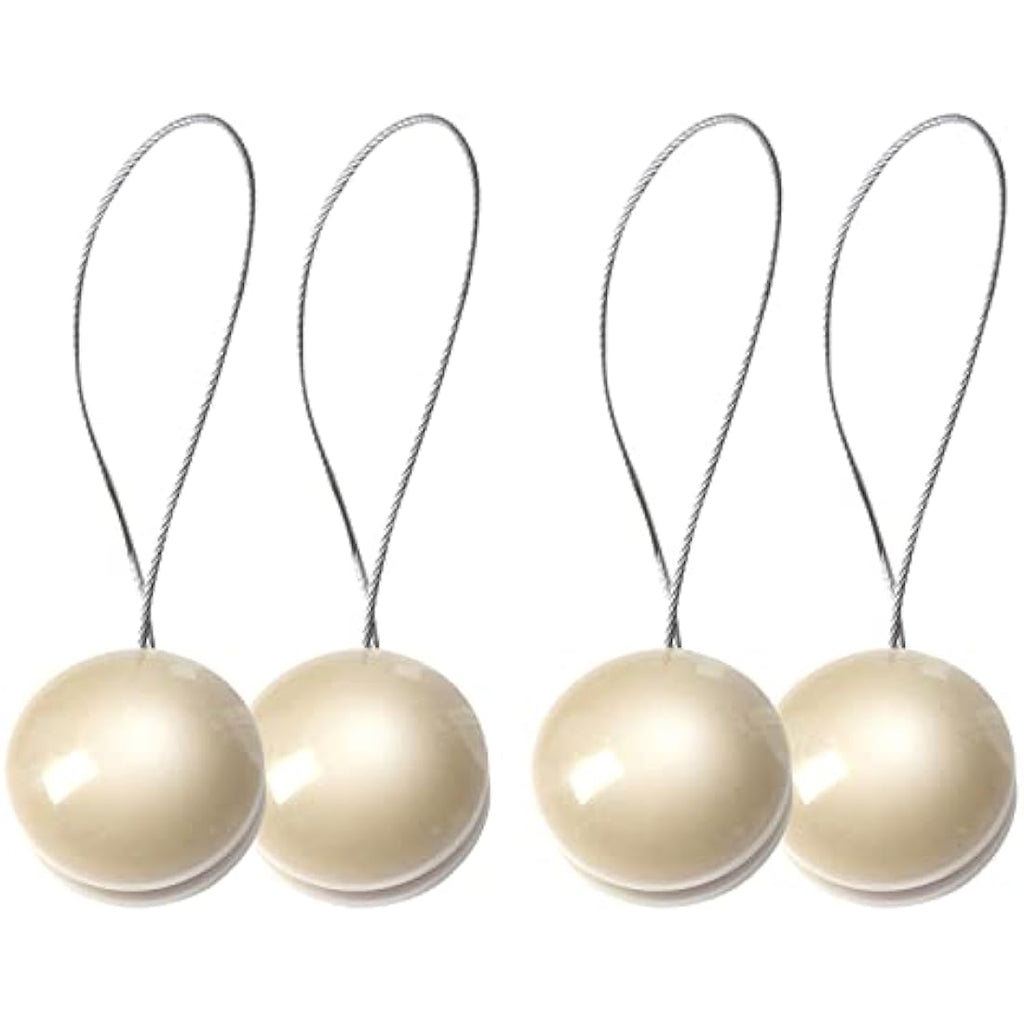SPDYCESS Magnetic Curtain Tiebacks - 4 Pack Cat-Eye Drape Holders, Beige