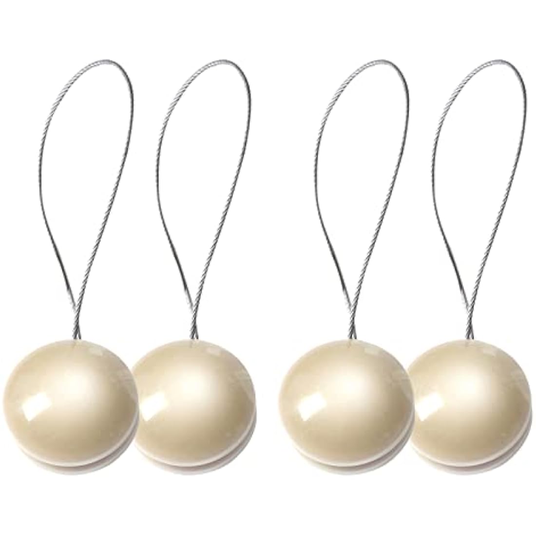 SPDYCESS Magnetic Curtain Tiebacks - 4 Pack Cat-Eye Drape Holders, Beige