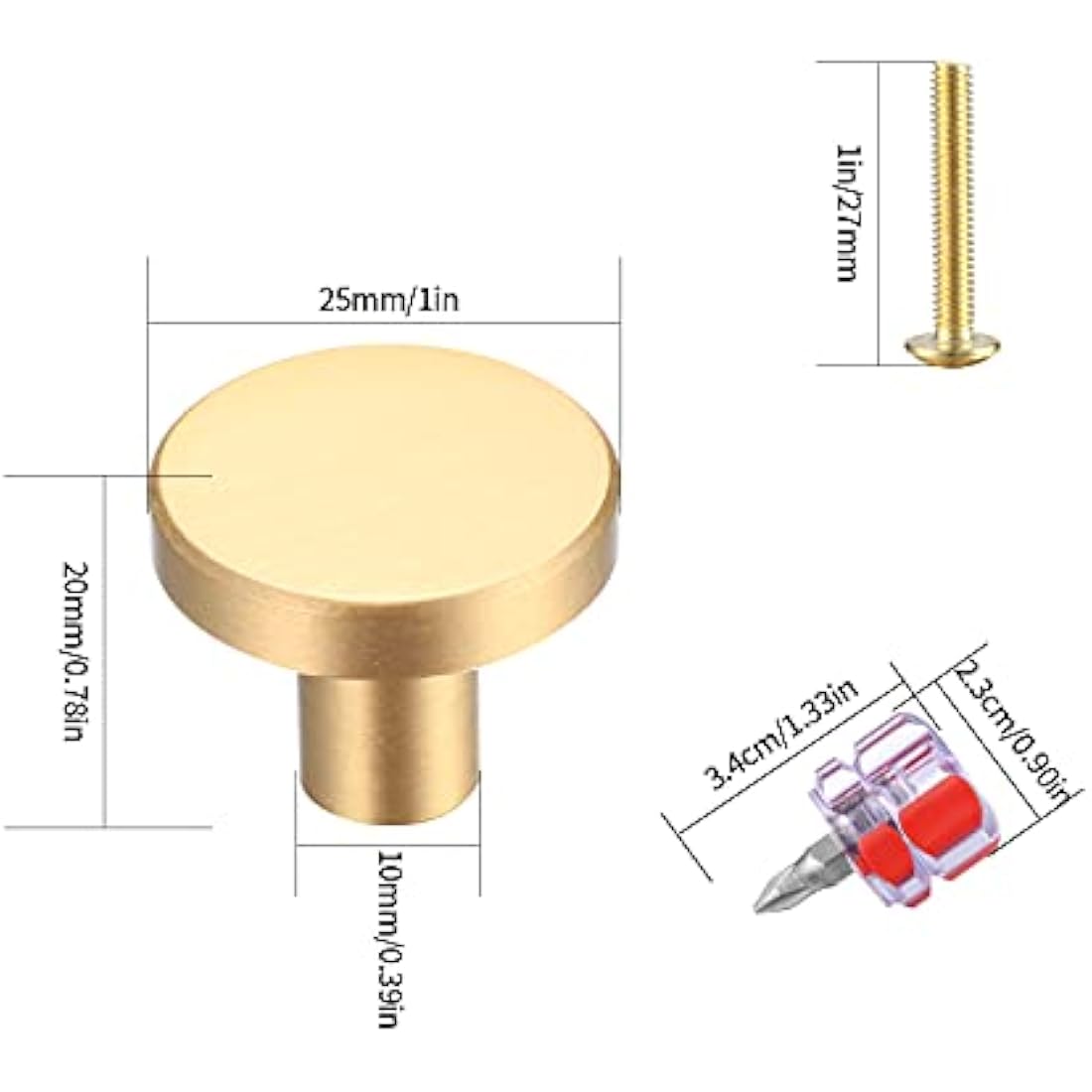 Gold Brass Cabinet Knobs – 6 Pcs Round Drawer Handles