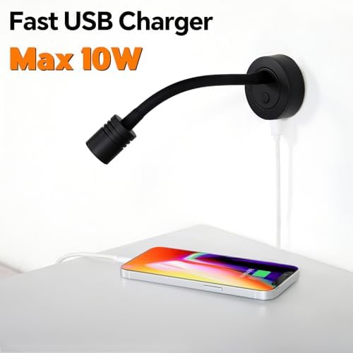 12V LED Reading Light – Dimmable Gooseneck Lamp with USB Port
