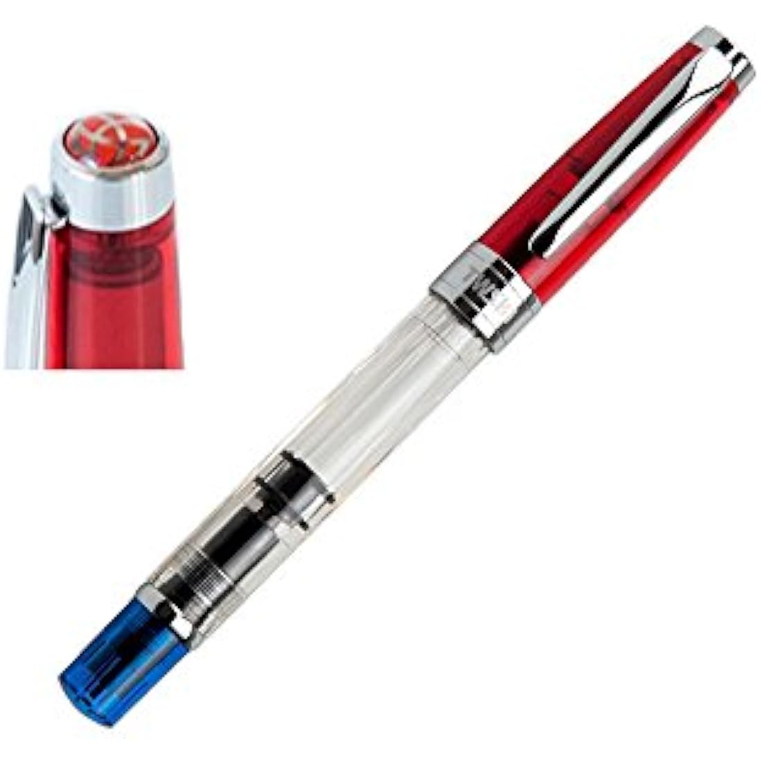TWSBI Diamond 580 RBT Fountain Pen – Transparent Blue & Red, Medium Nib