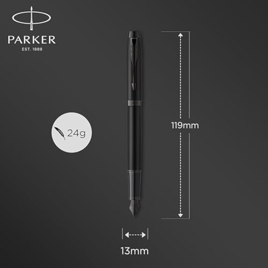 Parker IM Fountain Pen – Matte Black with Black Trim, Medium Point