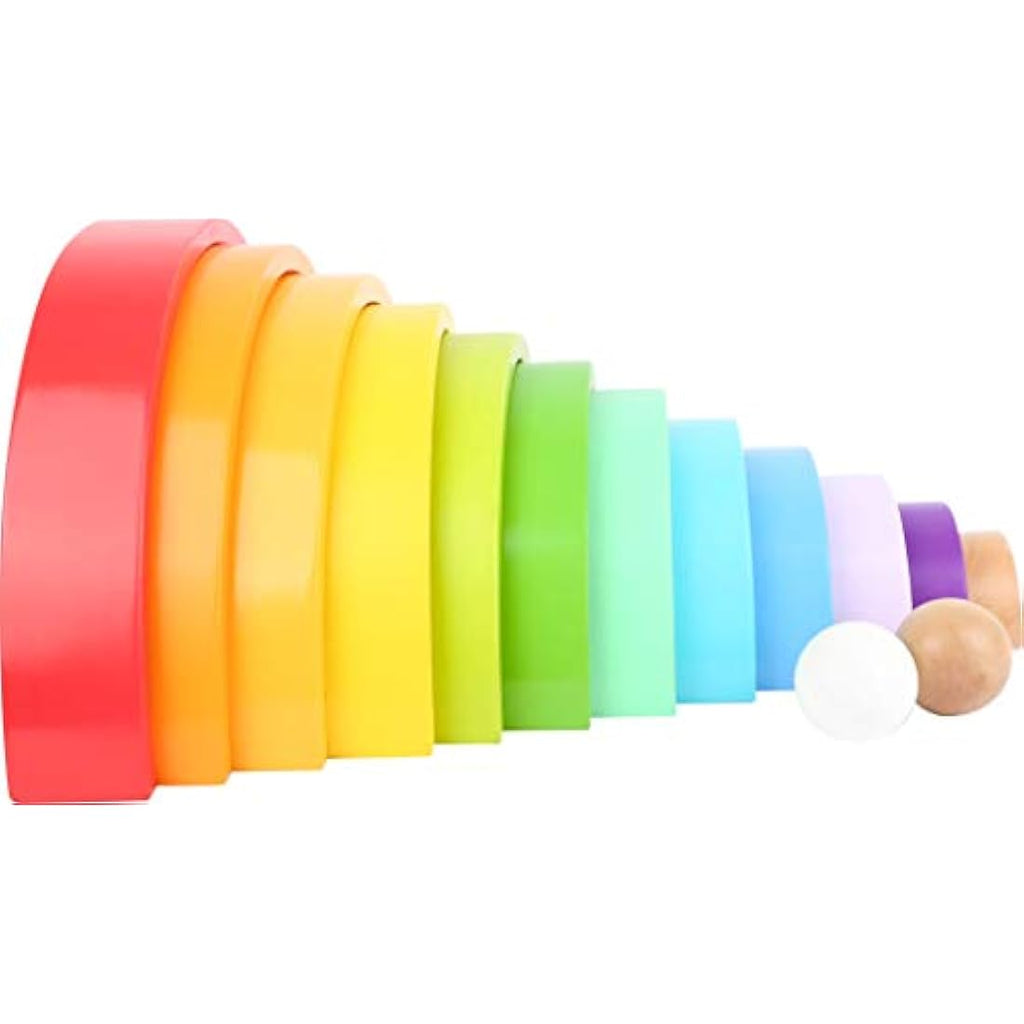 Small Foot XL Wooden Rainbow Stacking Blocks – 12-Piece Montessori Toy