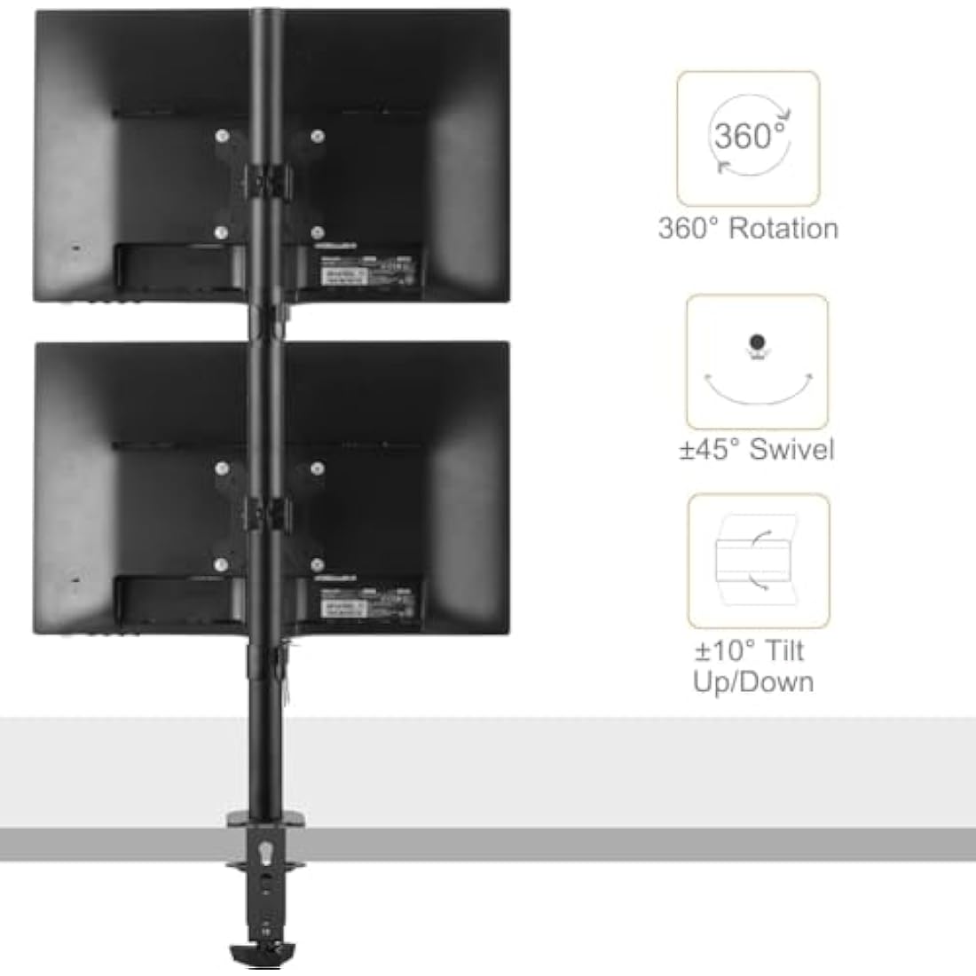 Bracwiser Vertical Dual Monitor Mount | 13-27 Inch VESA Desk Stand