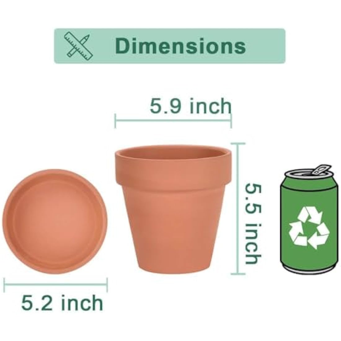 Vensovo 15cm Terra Cotta Plant Pots with Saucers - 4 Pack Clay Planters