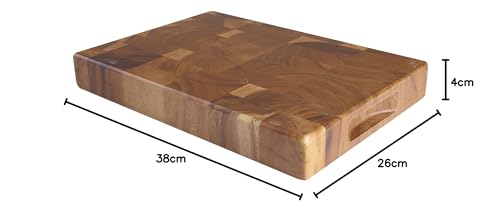 T&G Tuscany Acacia Wood End Grain Chopping Board with Finger Grooves