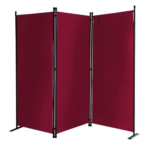 QUICK STAR 3-Part Room Divider | 170x165cm Privacy Screen - Ruby Red