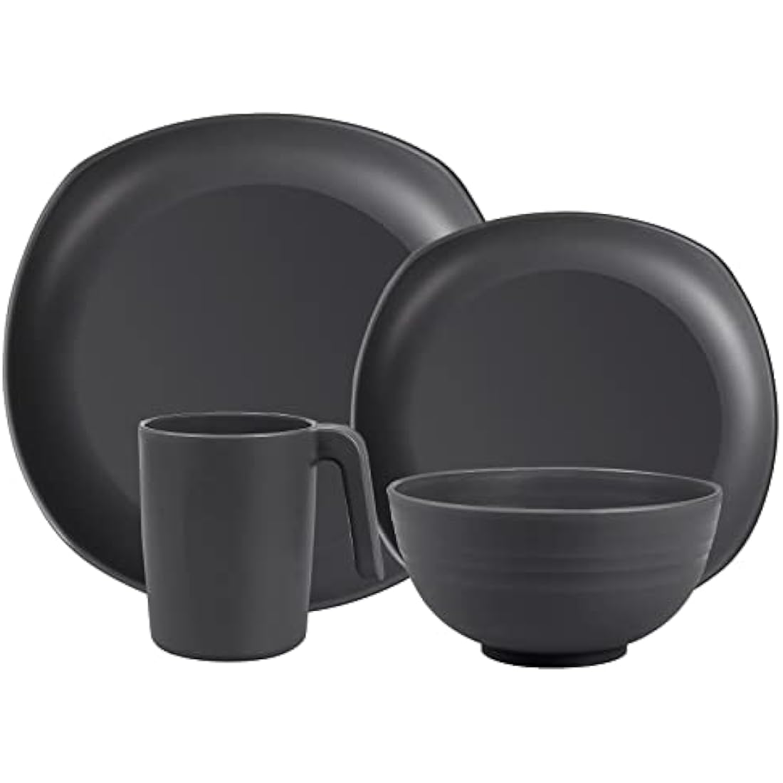 Greentainer 16-Piece Unbreakable Plastic Dinnerware Set - Grey Service for 4