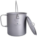 iBasingo 1250ml Titanium Camping Mug | Ultralight Outdoor Pot with Lid