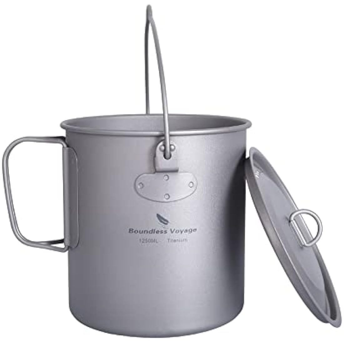 iBasingo 1250ml Titanium Camping Mug | Ultralight Outdoor Pot with Lid