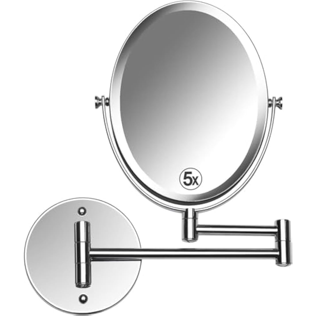 Mirrorvana Oval Wall Mount Bathroom Mirror – 5X Magnification Chrome