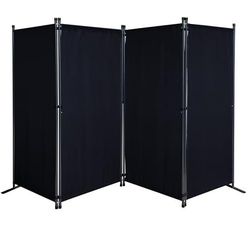 Jolof Store 4-Panel Room Divider – 220x165cm Foldable Privacy Screen Black