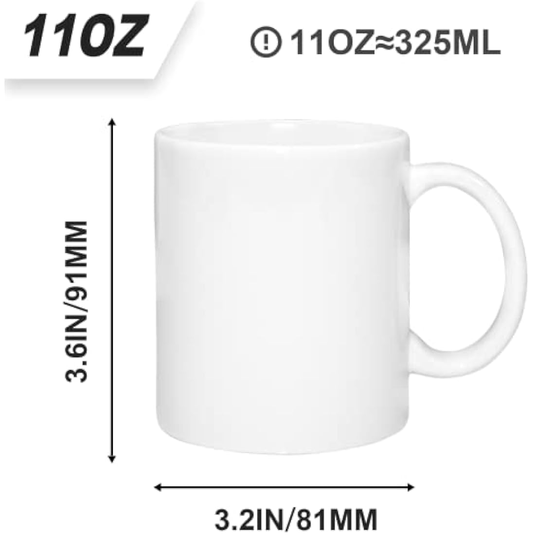 MR.R 11oz Sublimation Blanks White Ceramic Coffee Mugs - Set of 36