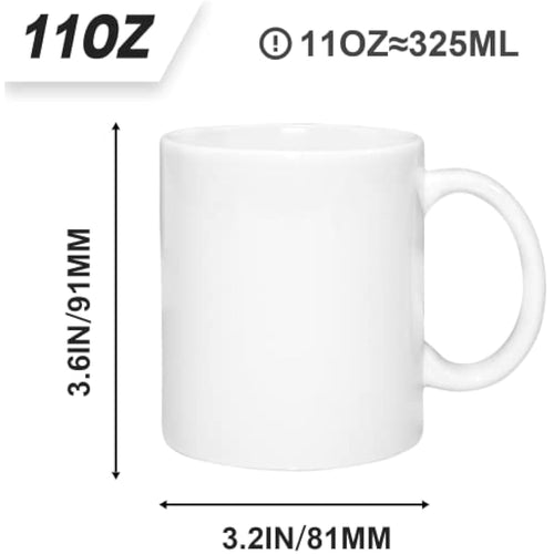 MR.R 11oz Sublimation Blanks White Ceramic Coffee Mugs - Set of 36