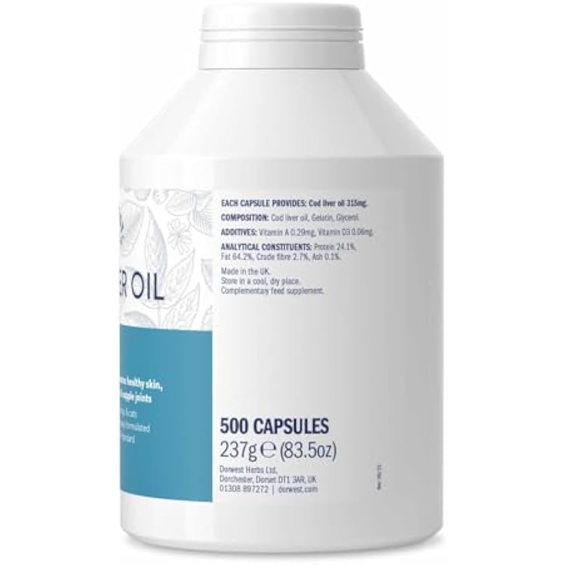 Dorwest Herbs Cod Liver Oil Capsules for Dogs & Cats - Omega 3, 500ct
