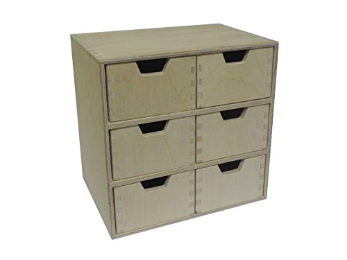 Jolof Store 6 Drawer Wooden Chest – Unpainted DIY Craft Storage