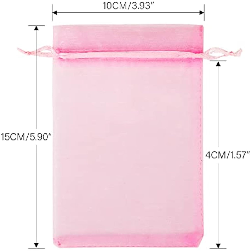 G2PLUS Pink Organza Gift Bags | 100 PCS Mesh Jewelry Pouches 10x15cm
