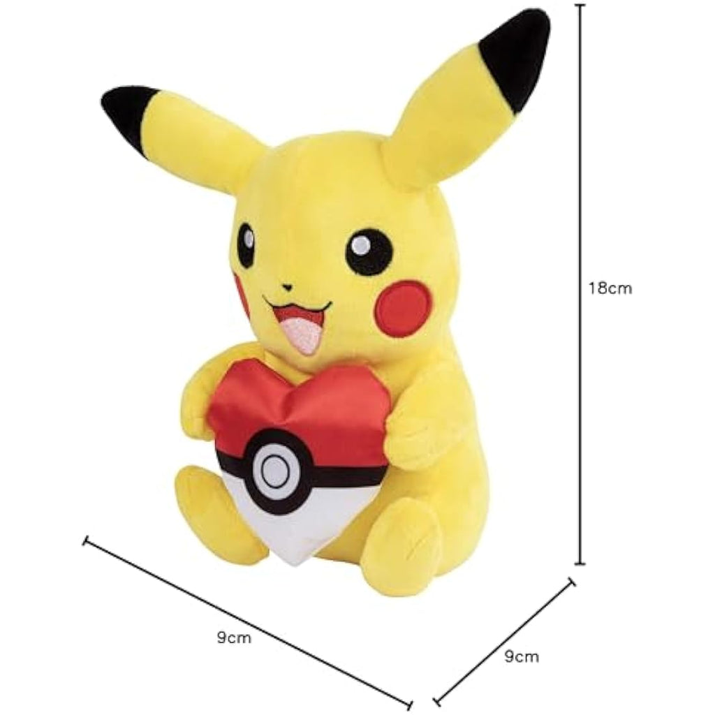 Pokémon Pikachu Heart Plush – 8 Inch Soft Stuffed Animal Toy