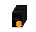 Rhodia N°16 Stapled Notepad - Black A5 Lined Paper - Pack of 10