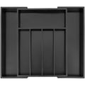 Utoplike Expandable Bamboo Cutlery Drawer Organiser | Black Utensil Tray