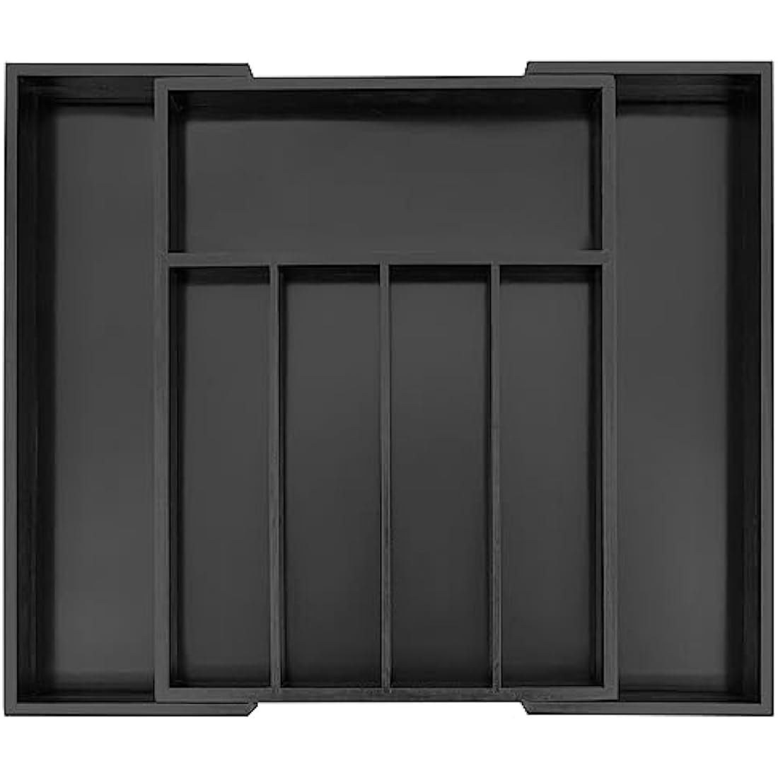 Utoplike Expandable Bamboo Cutlery Drawer Organiser | Black Utensil Tray