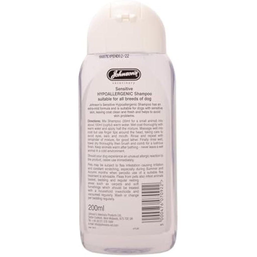 Johnson's Vet Hypo-Allergenic Dog Shampoo for Sensitive Skin - 200ml
