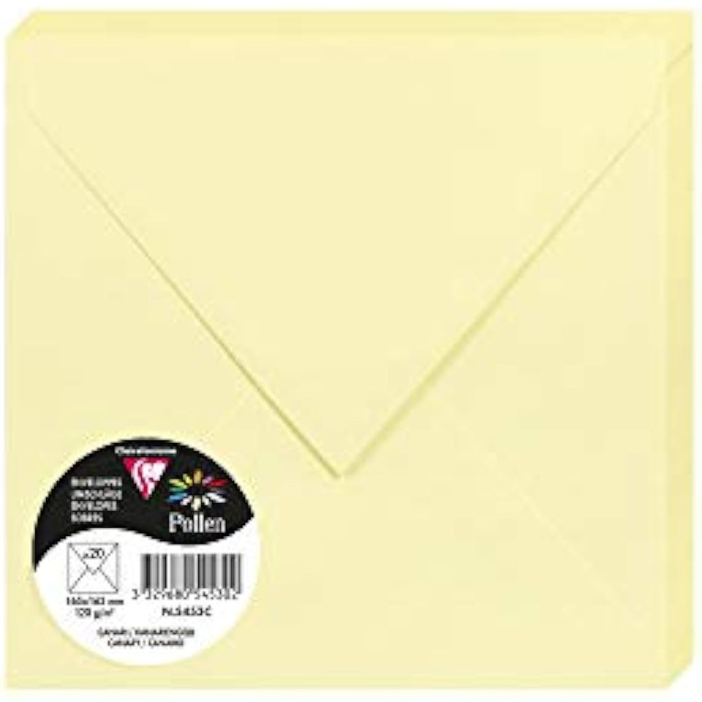Clairefontaine Pollen Canary Envelopes - 165x165mm 120gsm (Pack of 20)