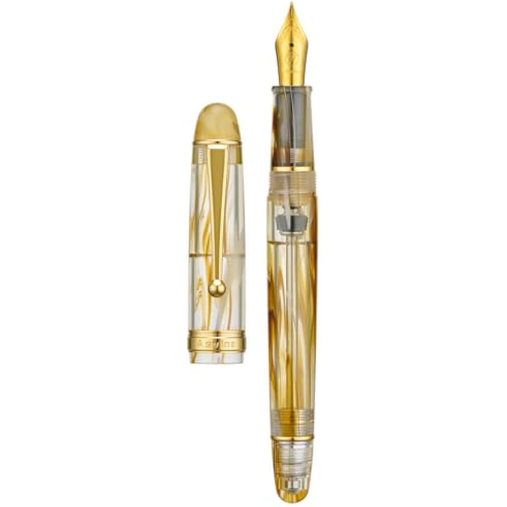 Asvine V126 Vacuum Filling Fountain Pen - Brown Swirl Acrylic, EF Nib