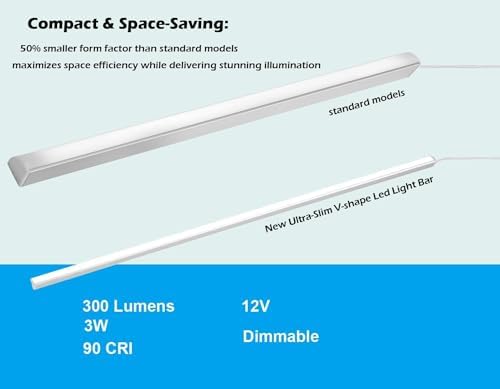 Cefrank V-Shape Under Cabinet LED Lighting Kit | Dimmable Pure White 4-Pack