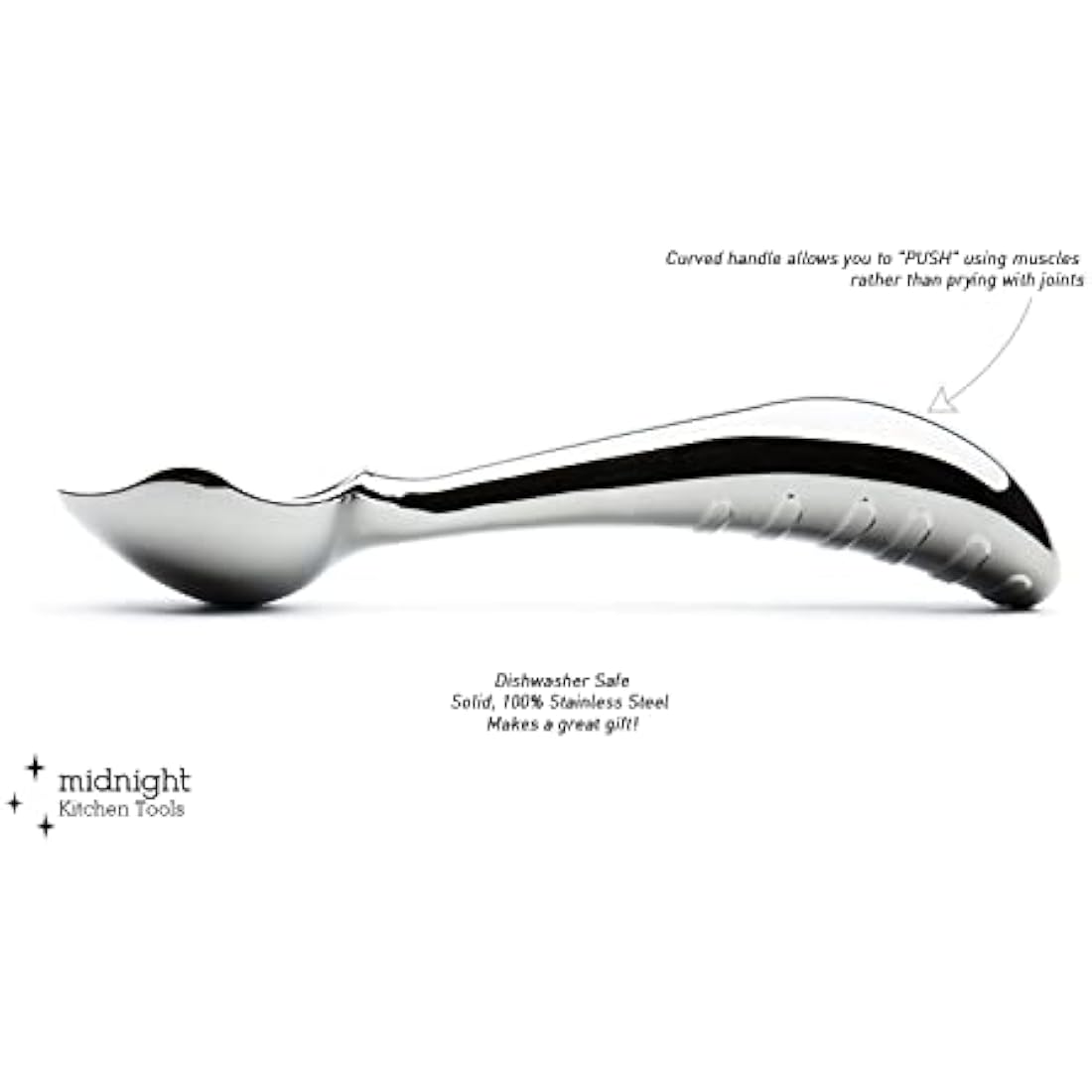 Midnight Scoop Stainless Steel Ergonomic Ice Cream Scoop – Dishwasher Safe