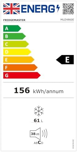 Fridgemaster MUZ4860E Undercounter Freezer, 61L, 48cm Wide – White