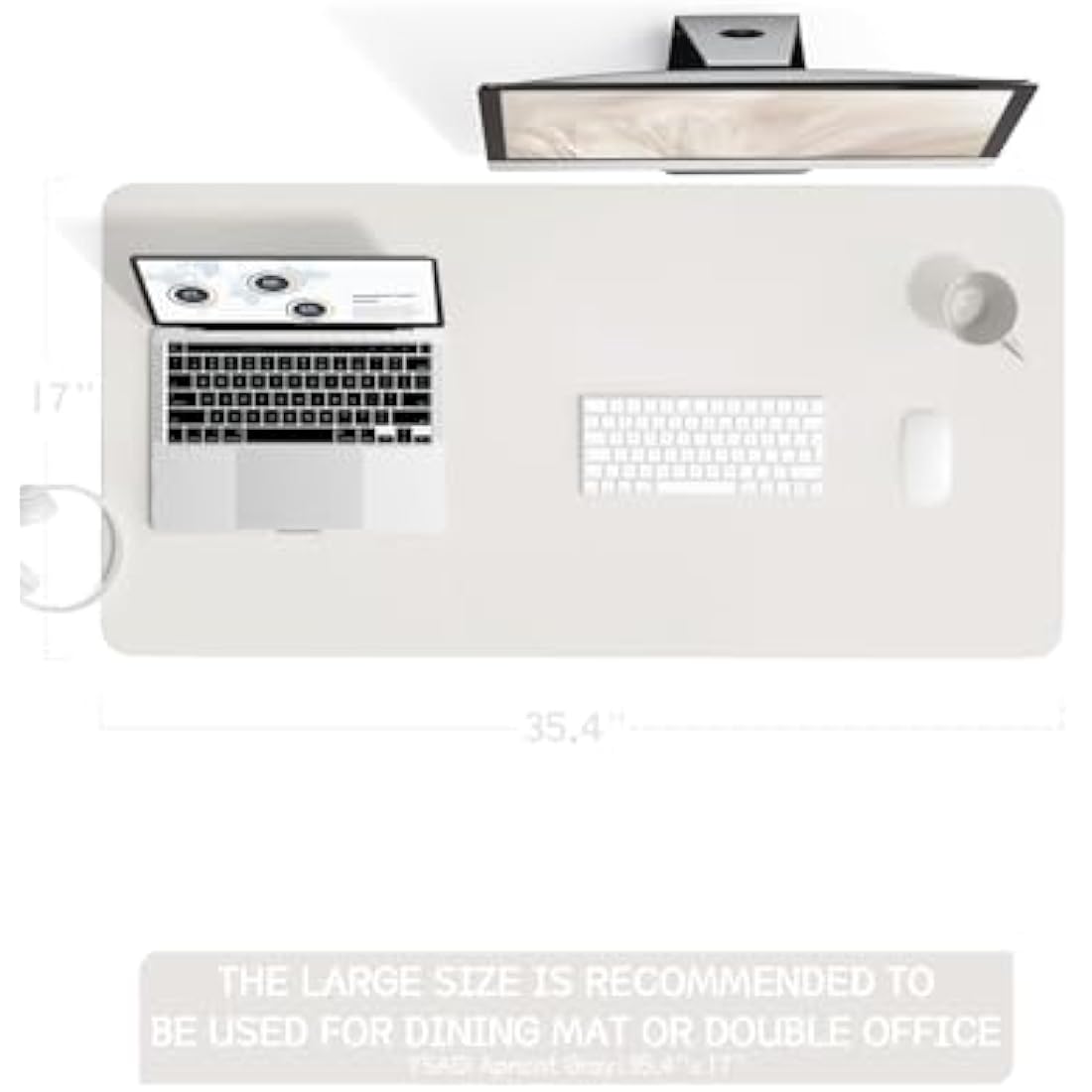 YSAGi PVC Leather Desk Pad – Waterproof Non-Slip Writing Mat, Gray (90x43cm)