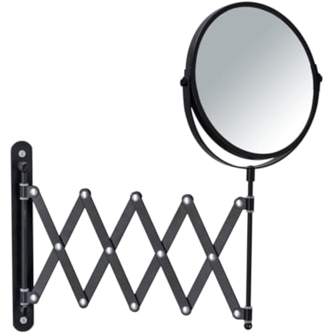WENKO Black Cosmetic Wall Mirror – 3x Magnifying Telescopic Arm