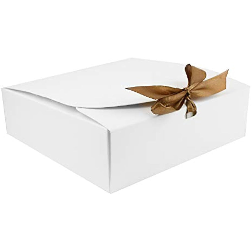 Jolof Store Square Gift Boxes - Pack of 12 Recycled Kraft with Ribbon