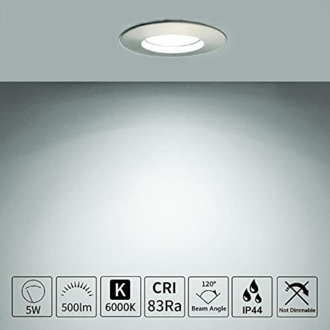 HiBay 10-Pack LED Recessed Spotlights | IP44 Slim Brushed Chrome 6000K