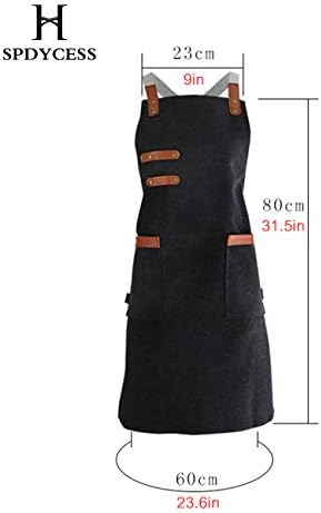 Jolof Store Waterproof Washed Canvas Chef Apron with Pockets – Black