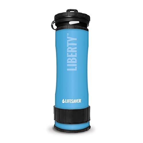 LifeSaver Liberty Water Filter Bottle – 400ml Purifier for Hiking, Blue