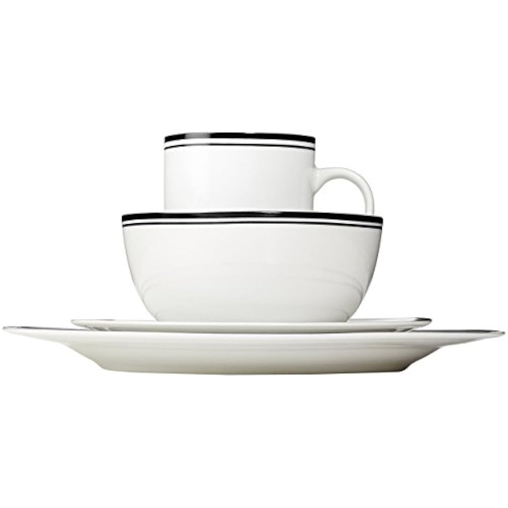 16-Piece Porcelain Dinnerware Set | Black Stripe Detail