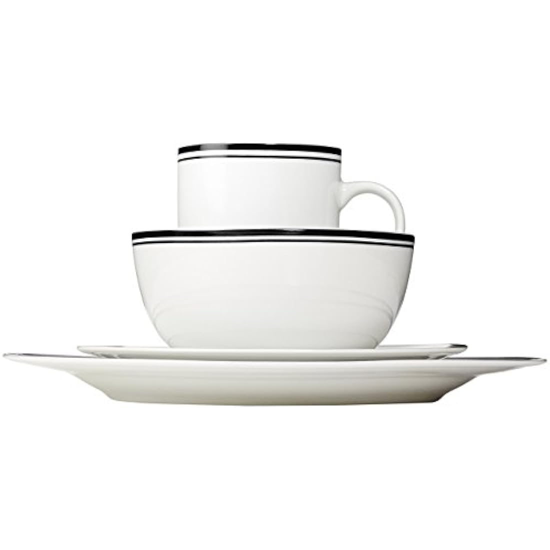 16-Piece Porcelain Dinnerware Set | Black Stripe Detail