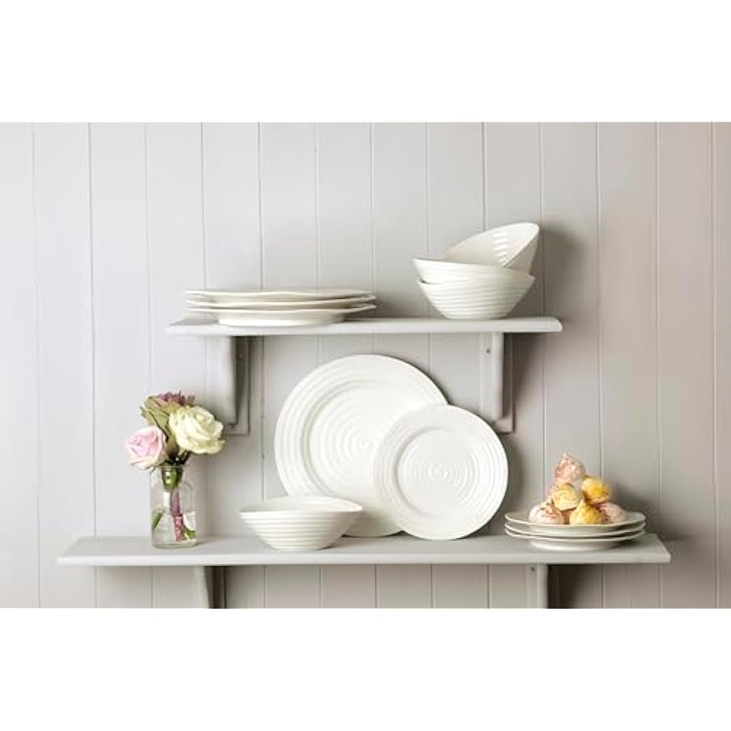 Portmeirion 12-Piece Porcelain Dinner Set – White Microwave Safe Plates