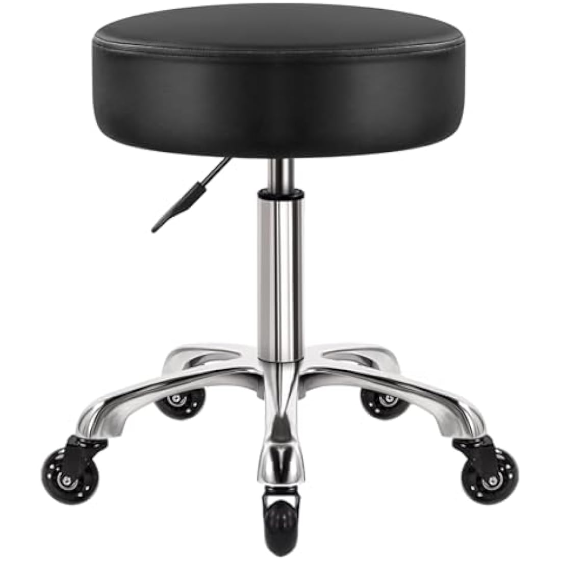 WKWKER Heavy Duty Rolling Beauty Stool | Adjustable Leather Swivel Chair