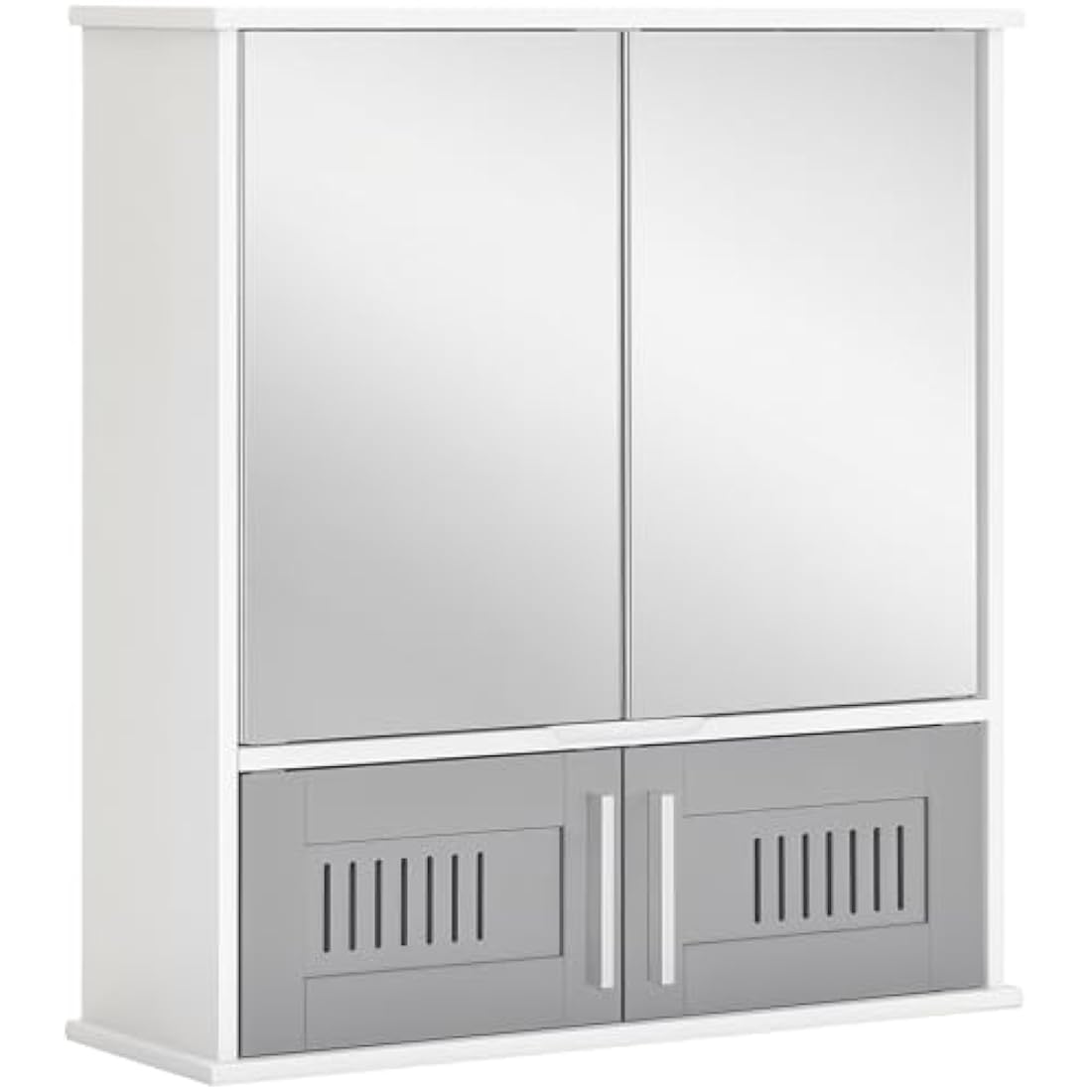 Kleankin Grey Bathroom Mirror Cabinet | Wall Mounted Storage Cupboard