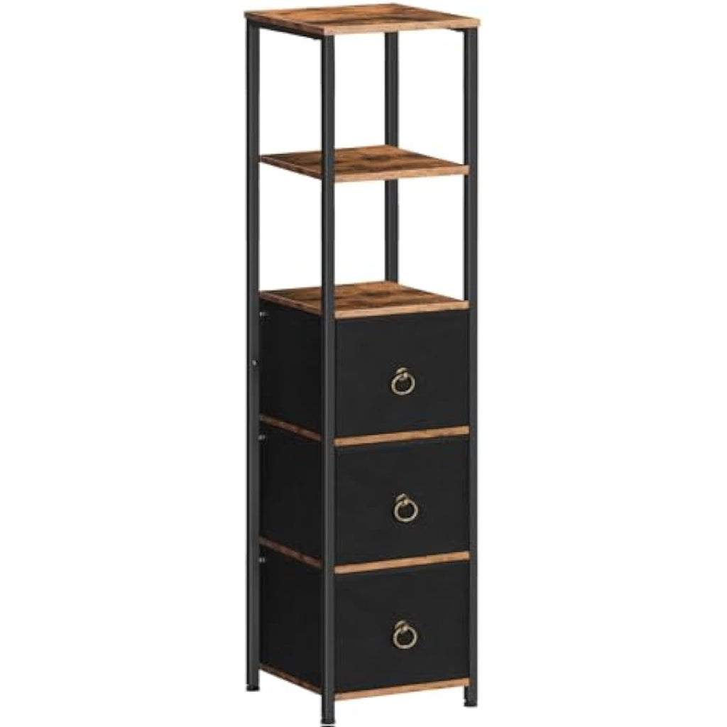 HOOBRO Tall Corner Bathroom Cabinet – Slim Storage Unit with 3 Drawers