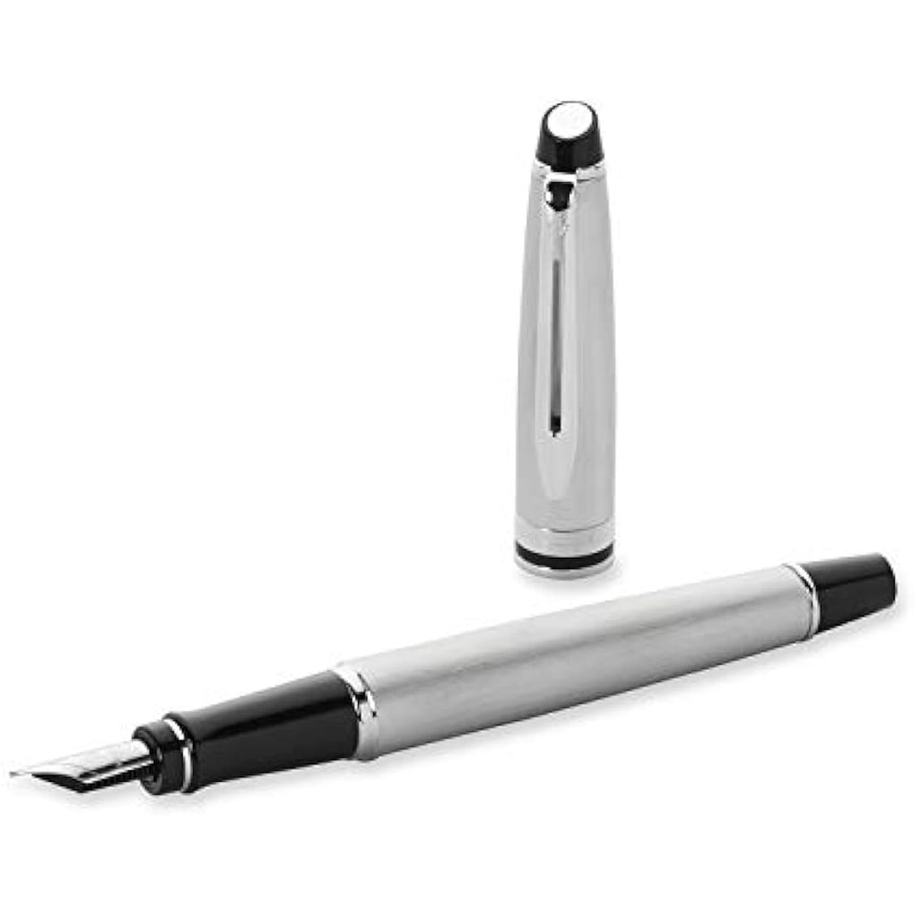 Waterman Expert Fountain Pen | Stainless Steel Medium Nib Writing Pen