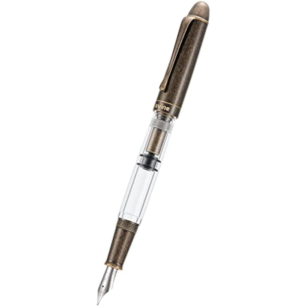 Asvine P30 Piston Fountain Pen | Retro Brass & Acrylic Medium Nib