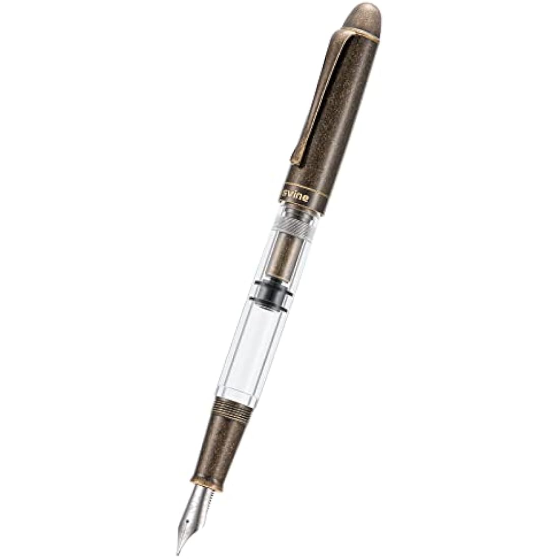Asvine P30 Piston Fountain Pen | Retro Brass & Acrylic Medium Nib