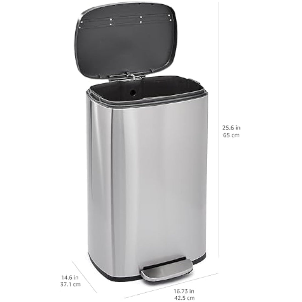 Amazon Basics 50L Soft-Close Stainless Steel Rubbish Bin – Satin Nickel