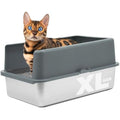 iPrimio Stainless Steel XL Cat Litter Box – High Sided & Odour Resistant